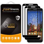 (2 Pack) Supershieldz Designed for Google (Pixel 3a XL) Tempered Glass Screen Protector, (Full Screen Coverage and Full Adhesive) Anti Scratch, Bubble Free (Black)