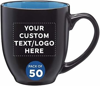 Custom Bistro Coffee Mugs 16 oz. Set of 50, Personalized Bulk Pack - Great for Coffee, Tea, Cocoa, Diner and Everyday Use- Blue