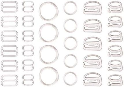 Tupalizy 240PCS Clear Bra Strap Hooks for Sewing Bikini Halter Swimsuit Tops Lingerie Rings Nylon Bathing Suit Clips Clasp Adjustment Sliders for Gater Nightgowns Slip Dress, 3 Styles, 8mm and 12mm