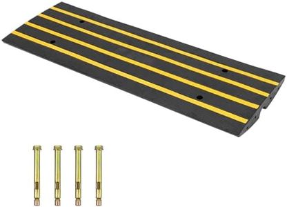 GarveeTech Curb Ramp Rubber Driveway Ramps 48in, 15T Heavy Duty Car Driveway, Rubber Threshold Ramp 2.6 Inch High Cable Cover Curbside Bridge Ramp for Loading Dock Garage Sidewalk