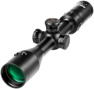 PINTY Rifle Scope, 3-9x42 Gun Scope Mil Dot Tactical Hunting Scope with Laser and Reticle Adjustment & Multicoated Green Lens, Red Laser Hunting Sight Combo for Airsoft Gun