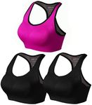 Match Racerback Sports Bras for Women – Padded Seamless Strappy Workout Tops for Yoga Gym Runing Fitness Sports Bras (1 Pack of 3(Black-Black-Plum), 4X-Large)