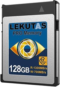 LEKUTAS 128GB CFexpress Type B Memory Card, R1300MB/s W700MB/s CFX xqd Cards Type B for Cameras 8K RAW, Compatible with Nikon Z6/Z7/D6, Canon EOS-1DXMark III/EOS-R5, Panasonic S1/S1R, DJI Ronin 4D