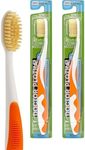 MOUTHWATCHERS Dr Plotkas Extra Soft Flossing Toothbrush Manual Soft Toothbrush for Adults | Ultra Clean Toothbrush | Good for Sensitive Teeth and Gums | Orange, 2 Count