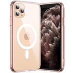 JETech Magnetic Case for iPhone 11 Pro Max 6.5-Inch Compatible with MagSafe Wireless Charging, Shockproof Phone Bumper Cover, Anti-Scratch Clear Back (Rose Gold)