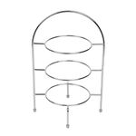 Olympia 3-Tier Afternoon Tea Stand for Plates up To 267mm / 10½ inch, Chrome, Stand Height 490mm, Plate Ring 195mm, High Tea Cake Scone Stand, Non-Slip Foot Bungs, Top Frame Carry Handle | CL572