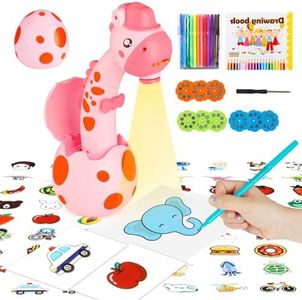 RNGODO Drawing Projector for Kids, Trace and Draw Projector Toy for Toddler Girls & Boys, Learning Art Children Drawing Projection with 72 Stencils and 12 Markers and 1 Art Book