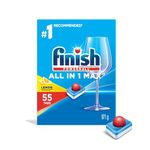 Finish Power Ball All In 1 Max Dishwasher Detergent Pods, For Everyday Clean and Shine, Lemon Sparkle, 55 Tabs