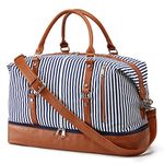 S-ZONE 21" Weekender Bags for Women, 50L Canvas Overnight Weekend Bag with Shoe Compartment