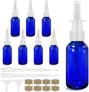 GIVAMEIHF Nasal Spray Bottle 8Pcs 1oz (30ml),Empty Nose Spray Bottle,Glass Nasal Spray Bottles with Funnel, Dropper,Label,Cobalt Blue Glass Press Spray Head Refillable Portable Fine Mist Travel Bottle