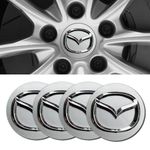 SANSHAOS Car Center Hub Caps Sticker Wheel Centre Sticker Badge Logo Wheel Cap Sticker Wheel Trims for Mazda CX-5 CX-7 CX-8 M6 MX5 RX7 RX8 A8 CX9 X MX 56MM, Set Of 4,Silver