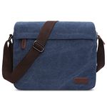 DORRISO Men Messenger Bags Fashion Shoulder Bag Portable Laptop Bag College Bag for 13.3 inch Laptop Mountaineering Travel Casual Daily Canvas Satchel Briefcase Bag Blue