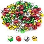 100 Pieces Jingle Bells, 13mm Small Colourful Craft Bells for Christmas Decorations Ornament