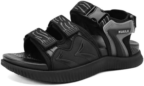 KuaiLu Mens Hiking Sandals with Arch Support Orthotic Walking Recovery Sandals for Plantar Fasciitis Open Toe Summer Athletic Sport Comfortable Cushion Breathable Outdoor Water Sandals Black 8