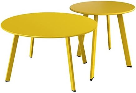 Grand patio Round Patio Coffee Table 2PC Weather Resistant Nesting Tables Including One Large Side Table and One Small End Table, Yellow