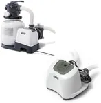 Intex 2100 GPH Above Ground Pool Sand Filter Pump Bundled with Krystal Clear Saltwater System, Improved Circulation and Filtration
