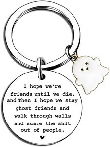 Friend Keychains for Men Women Friendship Gifts for Soul Sister Bestie Gifts for Best Friend Birthday Gifts for Bff I Hope We're Friends Until We Die Ghost Keychain Engraved Keychain for Girls Boys,