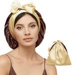 100% Mulberry Silk Bonnet for Curly Hair - Double Layer Silk Hair Wrap – Non-Slip Silk Turban Gift Idea - Reversible Hair Silk Bonnet for Sleeping Women - Silk Cap for Sleeping with Wonder Loop