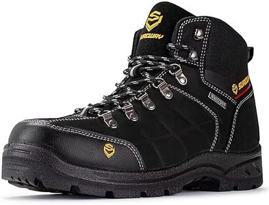 SUREWAY Mens Waterproof Steel Toe Work Boots/Shoes for Men,Genuine Leather,Unique Comfort Design,Oil/Slip Resistant,EH Safety Industrial & Construction Boots, Black, 9.5