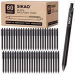 Black Pens Bulk, Ball Point Pens Black Smooth Writing Pens No Smear, Black Pens Ballpoint Pens Black Ink Pens Medium Point, Retractable Click Pens, School Office Server Pens (60 Pack Oil-based ink)