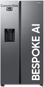 Samsung 633 L, 3 Star, Frost Free, Double Door, Convertible 5-in-1 Digital Inverter, Side By Side Refrigerator with AI, WiFi & Water & Ice Dispenser (RS78CG8543S9HL, Silver, Refined Inox)