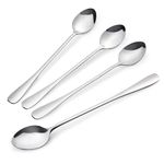 ASAB Pack of 4 Latte Spoons Stainless Steel Long Handle Spoons 19.5cm Silverware Cocktail Mixing Bar Spoons Ideal for Latte Coffee Espresso Hot Chocolate Hot Drinks Dessert Ice Cream Sundaes (Sliver)