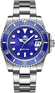 ADDIESDIVE Quartz Diving Watch for Men Diver 200 M Waterproof Blue Dial Luminous Stainless Steel Strap