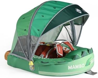Mambobaby Float - Baby Float with Canopy-Non-Inflatable Baby Swim Ring with Crocodile Design & Sun Canopy, Safe & Comfortable Pool Float for Infants 3-24 Months, Adjustable Swim Trainer for Toddler