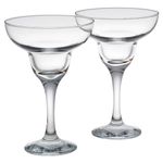 Queensway Home & Dining Clear Glass Tall Stemmed Margarita Cocktail Liquor Bourbon Bartender Glasses Set (2)