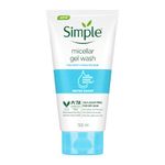 Simple Water Boost Micellar Gel Wash| 100% Soap Free | Gentle Hydrating Facewash with Prebiotics & Panthenol | Cleanser for Dry Sensitive Skin, 150 ml
