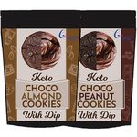 GoWhey Keto Cookies (Pack of 2) (200 g) | Choco Peanut | Almond | 1g Net Carbs Per Serving | High Protein Cookies | Sugarfree Healthy Snacks | Dipped in Pure Chocolate