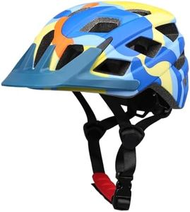 Kids Bike Helmet, 2 Size Adjustable for Youth Toddler Boys & Girls 3-5-8-10-12-14 Years, Child Helmets with Visor for Skating Cycling Scooter (Blue Yellow Orange, M: 54-58 cm / 21.3"-22.8")