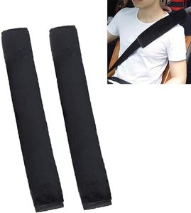 2PCS Juttzzei Seat Belt Pads, 15.7"/40cm Comfort Car Seat Belt Cover, Upgraded Plush Seat Belt Covers for Kids and Adults, Car Seat Strap Pads for Sedan SUV Trucks - Black