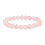 Semi Precious Gemstone Matte Pink Rose Quartz Round Bead Ball 8MM Stacking Stretch Bracelet for Women Men Teen Unisex