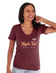 NCAA Virginia Tech Hokies Womens Premium V-Neck Tri Blend T Shirt, Virginia Tech Hokies Maroon, Small