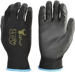 12 PAIRS Men Work Gloves – Lightweight Grip Gloves for Work Available In 4 Sizes – Polyurethane Rubber Coated Gloves - Touchscreen Tactical Gloves Ideal for General Duty Work - Medium