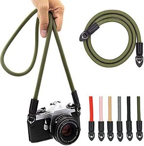 Eorefo Camera Strap Vintage 100cm Nylon Climbing Rope Camera Neck Shoulder Strap for Micro Single and DSLR Camera,Dark Green.