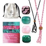 SANSWL 7 Chakra Healing Crystal Necklace Set - Boho Handmade Cord Cage and Hippie Energy Pendant Holder Real Crystal and Healing Stone Jewelry Spiritual Gift for Women Teen