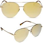 DIFF Lenox Gold + Brilliant Gold Mirror Designer Oversized Aviator Sunglasses for Women UV400 Polarized Protection