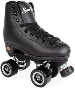 Sure Grip Fame Men & Women Premium Roller Skates Black Leatherette | Stylish Skates for Indoors - Double Structure, Stronger Grip, Extra Long Laces - Suitable for Beginners