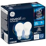 GE Reveal LED Light Bulbs, 9 Watt (60 Watt Equivalent) HD+ Light, Standard Bulb Shape, Medium Base, Dimmable (2 Pack)