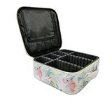 House of Quirk Makeup Box/Cosmetic Storage Case With Adjustable Compartment - White Flamingo,W-22 Cm