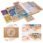 Becko US 1000 Piece Rotating Puzzle Board with 6 Sorting Drawers & Clear PP Cover, Push to Open Design, Spinning Puzzle Table with Lazy Susan for Adults and Kids, for Jigsaw Puzzles 1000 Piece