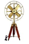 Nautical Gallery Antique Pedestal Fan - Antique Tripod Fan With Modern Unique Style Wooden Tripod Stand For Home & Office