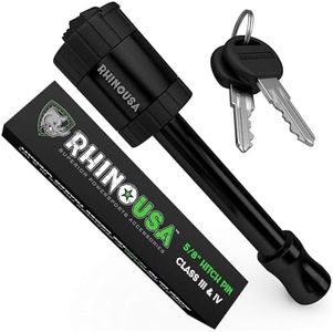 Rhino USA Locking Trailer Hitch Pin - Black 5/8" Stainless Tow Receiver Lock - Fits All Class III & Class IV Hitches - Patent Pending 2019 on All Rhino USA Products!