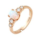 AMDXD Ring 18K for Women, Wedding Bands Her 0.4ct Oval Opal 6.5x5x2.5mm, Yellow Gold, Size R 1/2 (Circumference: 60mm)