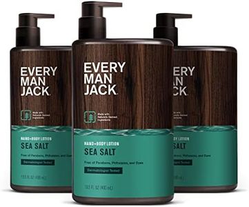 Every Man Jack Mens Sea Salt Hand & Body Lotion for All Skin Types - Dermatologist Tested & Hypoallergenic - Nourish Skin with Lightweight Fast Absorbing Lotion - 13.5oz 3 Bottles