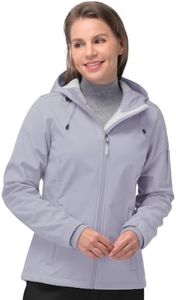 33,000ft Women's Softshell Jacket, Fleece Lined Warm Jacket Light Hooded Windproof Coat for Outdoor Hiking