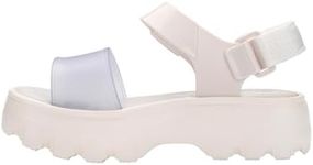 mini melissa Kick Off Platform Sandals for Kids - Soft and Comfortable Chunky Platform Sandal w/Adjustable Strap for Girls, Summer Shoes for Kids, Trendy Sandals for Girls, White, 2