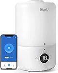 LEVOIT Humidifiers for Bedroom, Smart WiFi Alexa Control, Top Fill Cool Mist for Baby Nursery and Plants with Essential Oil Diffuser, Humidity Display, Easy Clean, Whisper Quiet Operation, 3L, White